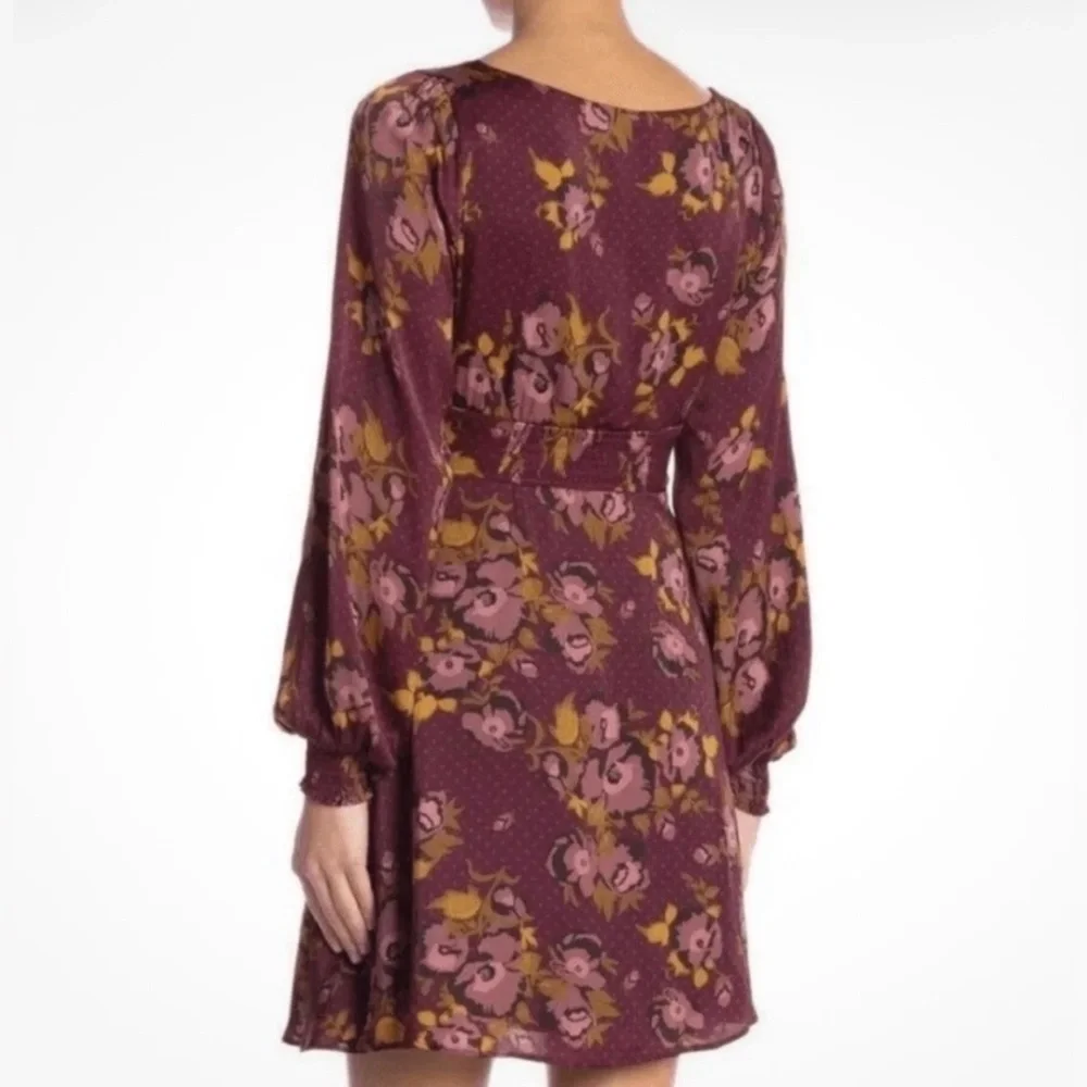 Free People Morning Floral Burgundy Mini Dress
